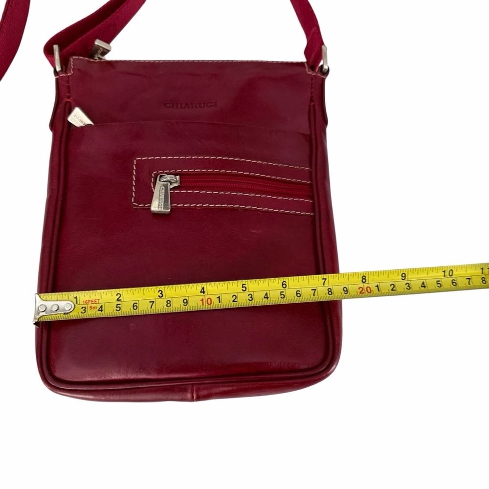CHIARUGI Red Calvino Full Grain Leather Crossbody Shoulder Bag Italy os - Picture 9 of 14